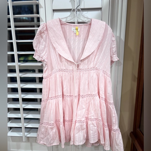 Mable Babydoll Dress Pink Sz Medium - Picture 4 of 11